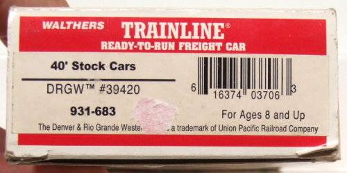 WALTHERS HO: DRGW American 40' Live Stock Car in Like New Weathered boxed condition (China)