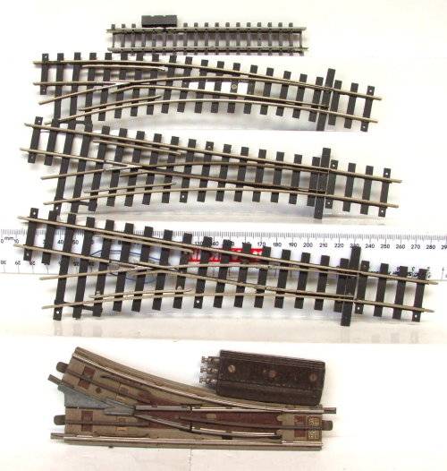 TRACK HO/ZERO: 5pc Mixed Metal/Nickel Silver Points in Fair,Used un-boxed condition.(England)