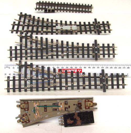 TRACK HO/ZERO: 5pc Mixed Metal/Nickel Silver Points in Fair,Used un-boxed condition.(England)