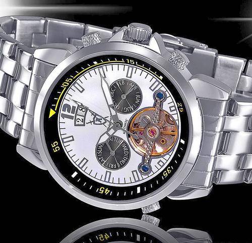 AUTHENTIC KONIGSWERK (Syrus) AUTOMATIC SEE THRU BACK (GLASS) White/Black face Multi Function
