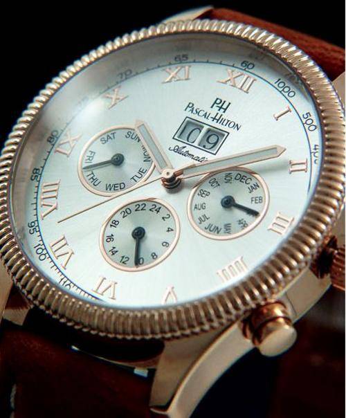 NEW PASCAL HILTON AUTOMATIC 100 Meter WATER RESISTANT GOLD TONE