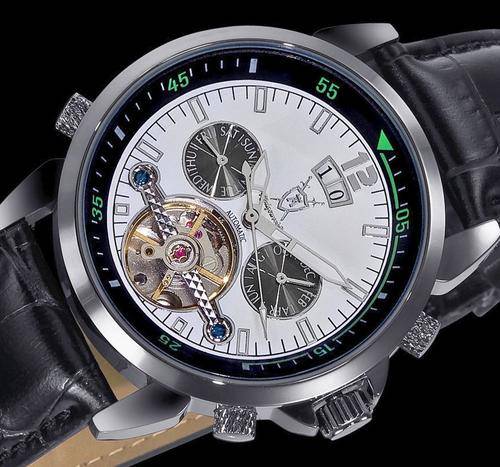 NEW KONIGSWERK "Syrus" GUN METAL Leather SEE THROUGH BACK M FUNCTION