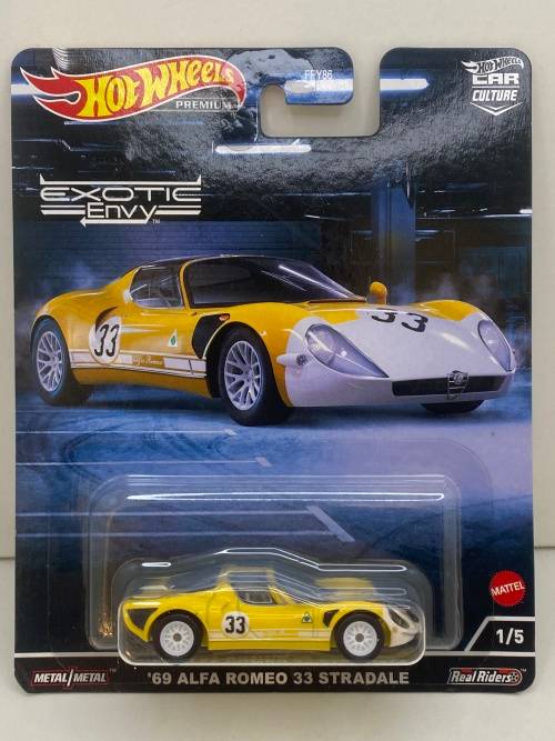 Hotwheels Premium Real Rider - `69 Alfa Romeo Stradale - Yellow - Car Culture - Exotic Envy