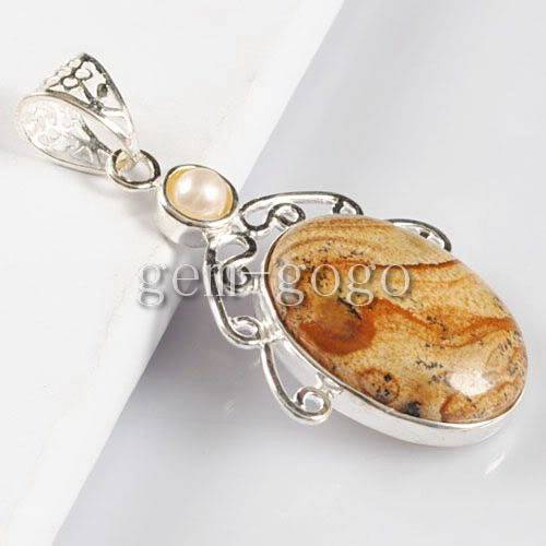 Picture Jasper Pendant in silver