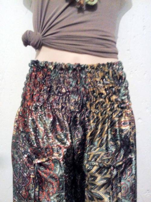 BAGGIE HIPPIE peacock-design printed YOGA  SATIN PANTS  from India