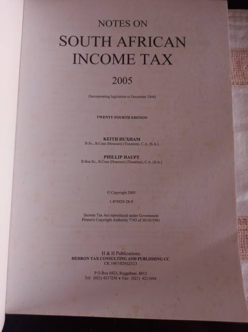 Notes on South African Income Tax - 2005 - Phillip Haupt