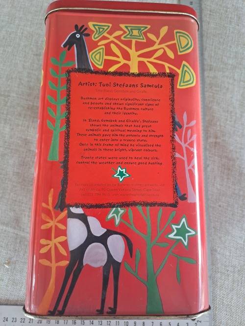 Biscuit tin - red- animals