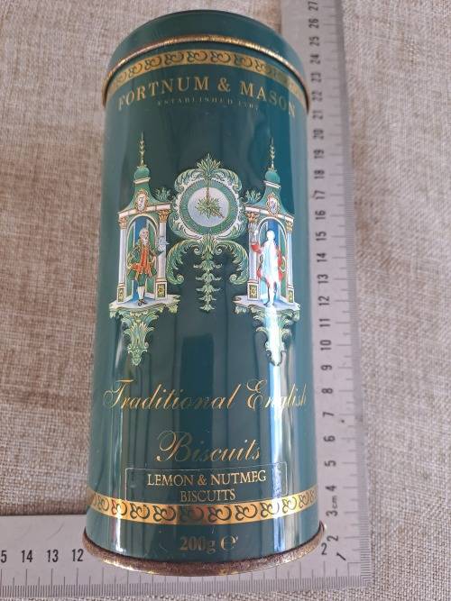 Biscuit tin - fortnum and mason - green - long