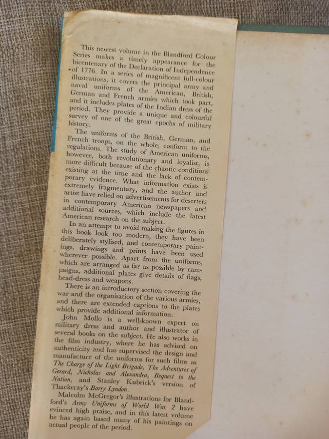 Uniforms of the American Revolution - Blandford Colour Series