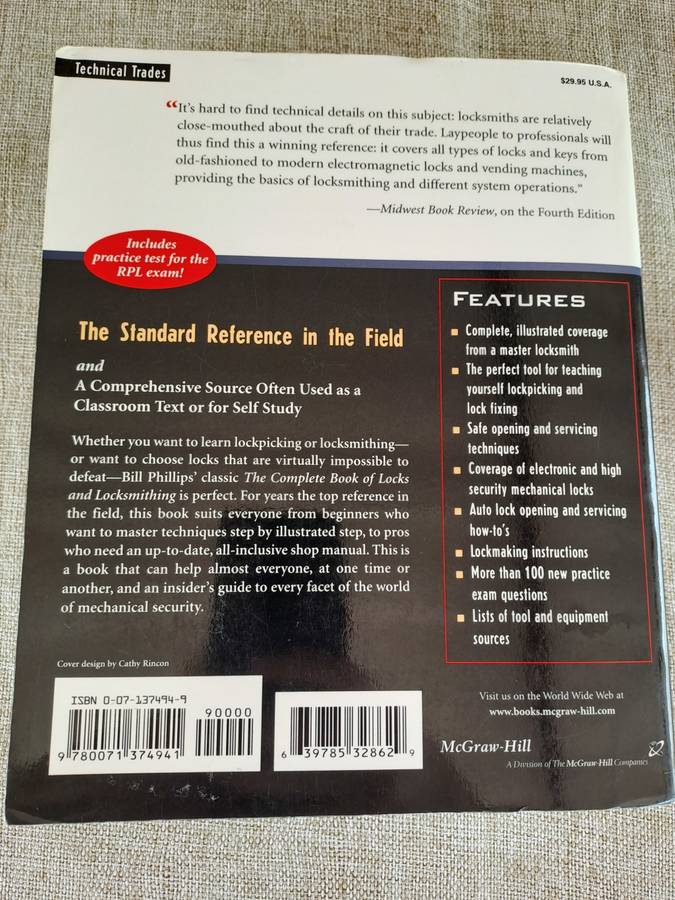 The Complete Book of Locks and Locksmithing 5th Edition - Bill Phillips