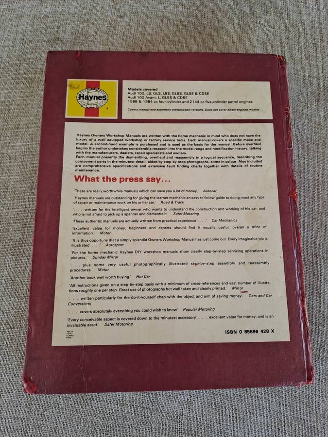 Audi 100 4- & 5-cyl October 1976 to 1979 Owners Workshop Manual