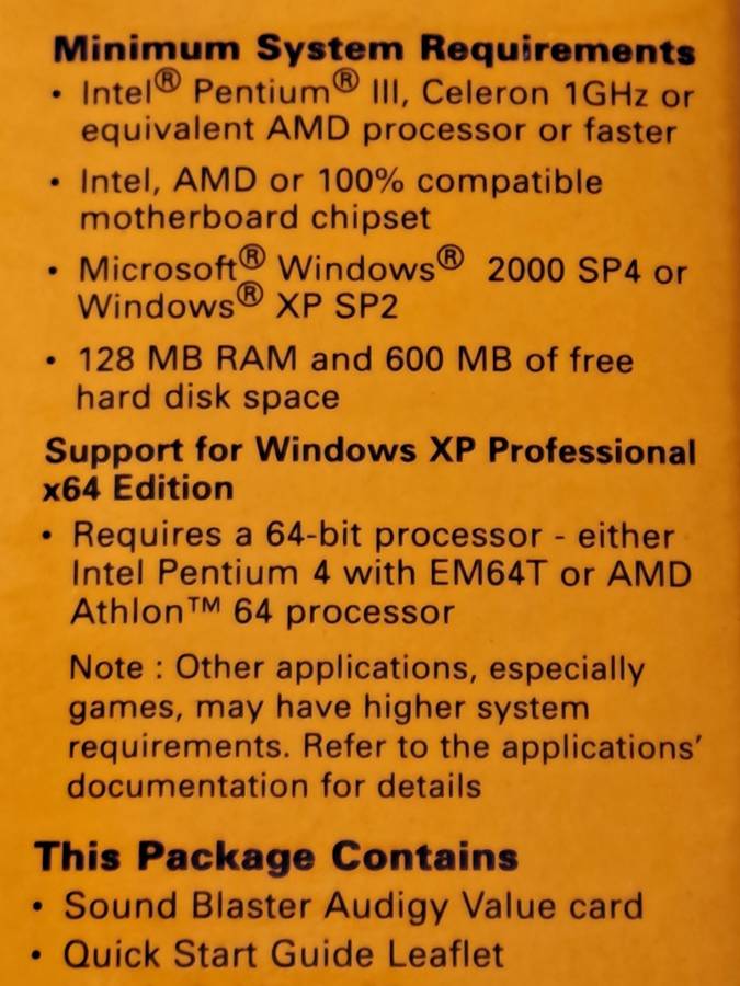 Sound Blaster Audigy Value Sound Card and Bracket