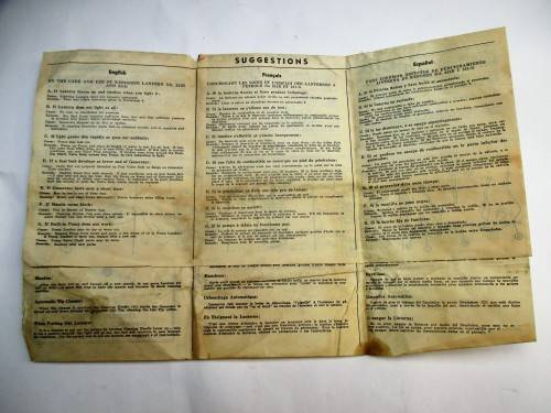 ORIGINAL COLEMAN 241B/G DIRECTIONS LAEFLET