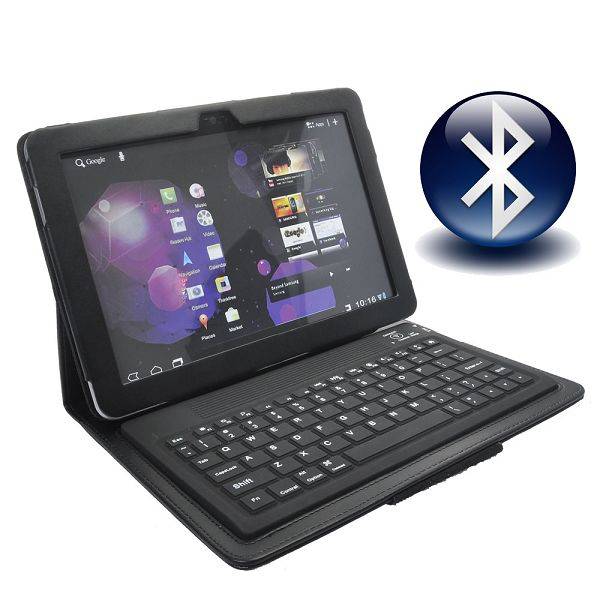 Bluetooth Keyboard with Folding PU Leather Case for Samsung Galaxy 8.9" P7300 (Black)