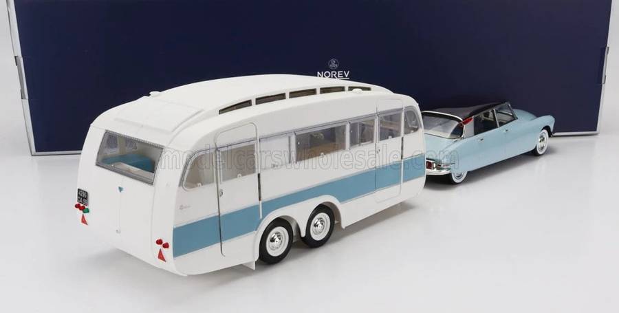 Citroen DS19 with Caravan - Light Blue (Norev 1/18)