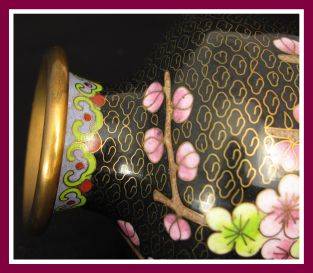 Cloisonne Vase on a Wooden Stand! Stunning!