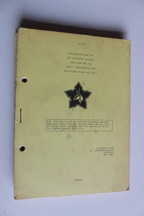 SADF doelwitleeplan virt die Nasionale Reserwe 1983
