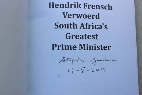 SIGNED: Hendrik Frensch Verwoerd SA Greatest Prime Minister - Goodson