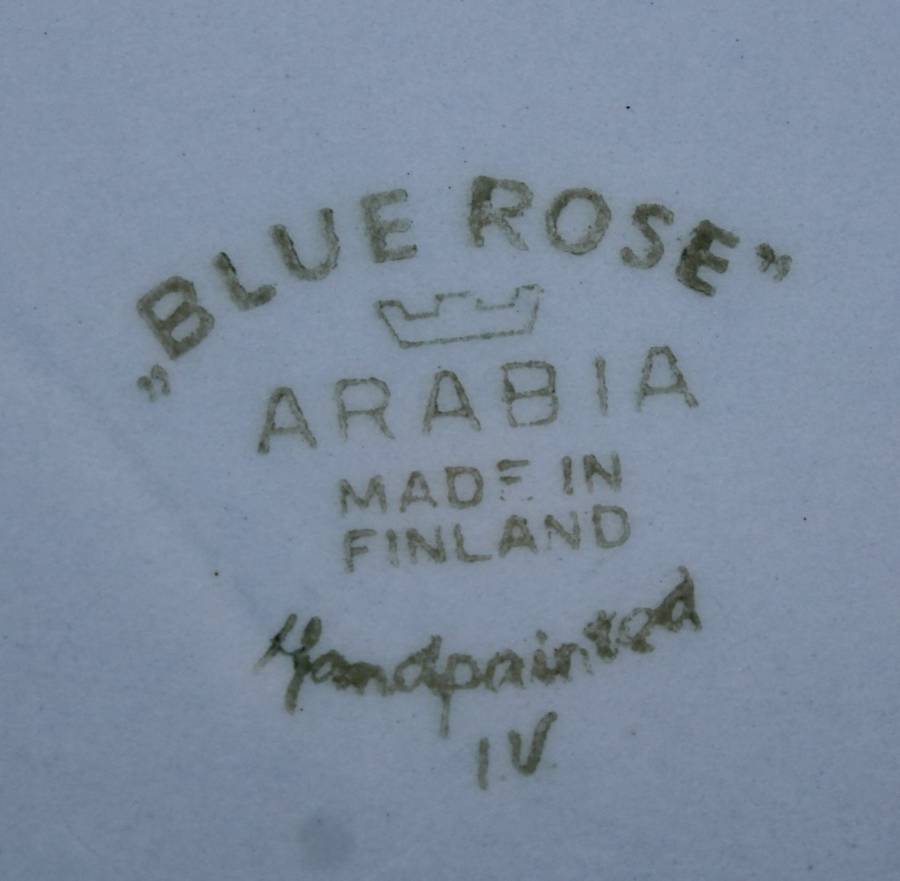 Blue Rose Arabia handpainted made in Finland meat plate platter