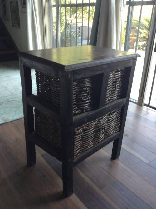 Dark wood 3 drawer bedside table or side table