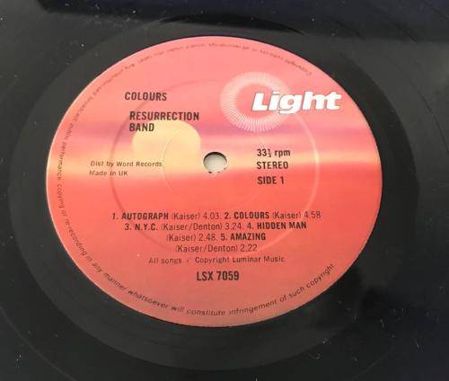 RESURRECTION BAND ~ COLOURS (1981) LP - UK Press NM - LIGHT RECORDS