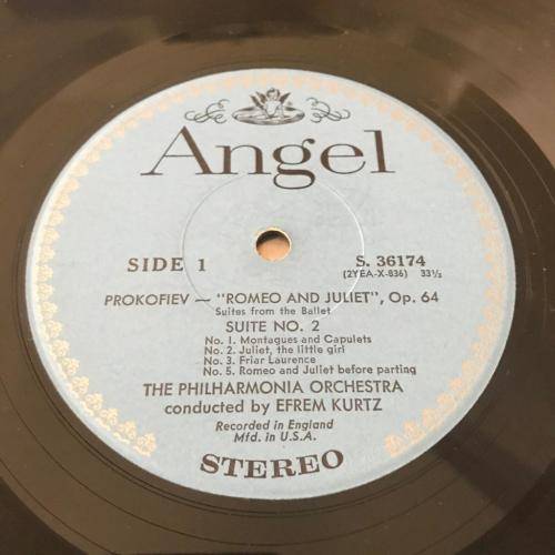 ROMEO & JULIET ~ Sergei Prokofiev - Efrem Kurtz & the Philharmonia Orchestra (LP) Angel USA 1960's