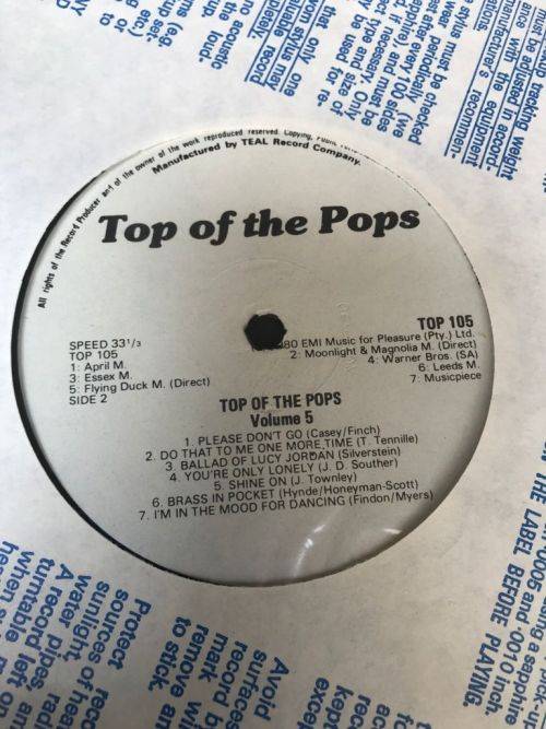 TOP OF THE POPS VOLUME 5 - Various Original Artists (LP)  RHODESIA Press 1979 VG+
