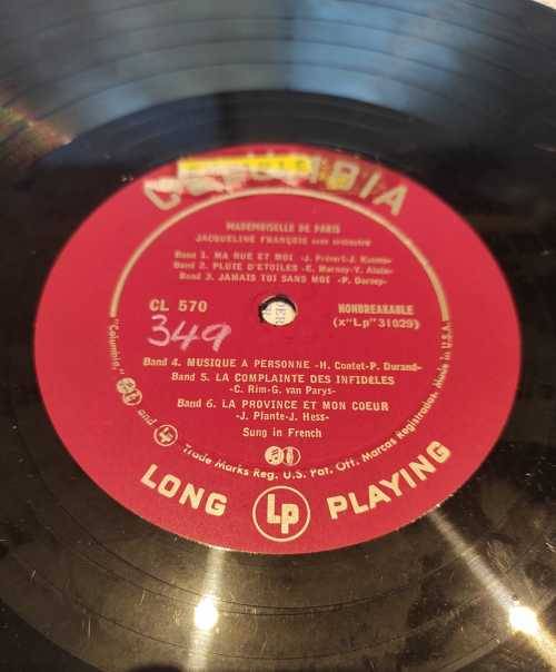 JACQUELINE FRANCOIS - Mademoiselle De Paris (1954) LP USA COLUMBIA SAMPLE