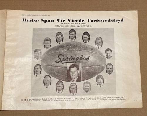 BRITISH LIONS SERIES 1955 SOUTH AFRICA RUGBY TEAM 4TH TEST PHOTOGRAPH + BRITISH TEAM PHOTO