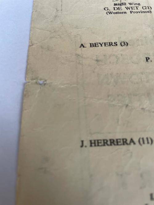 1956 RARE STELLENBOSCH + CAPE TOWN UNI COMBINED vs NEWPORT, WALES played at NEWPORT WALES 9 FEB 1956