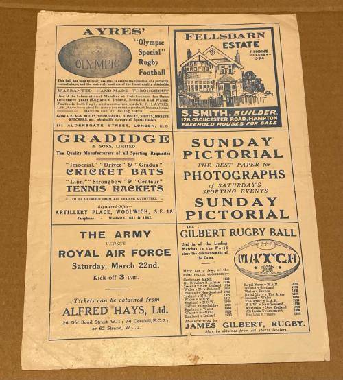 1930 RARE ENGLAND vs SCOTLAND RUGBY PROGRAMME + TICKET 15 MAR 1930 TWICKENHAM, LONDON