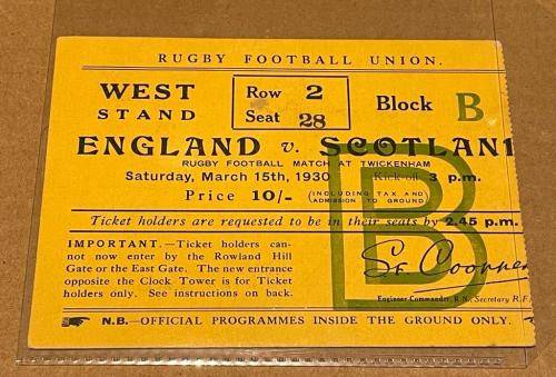 1930 RARE ENGLAND vs SCOTLAND RUGBY PROGRAMME + TICKET 15 MAR 1930 TWICKENHAM, LONDON