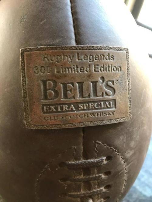 RUGBY MEMORABILIA ITEM - RUGBY BALL LEGENDS BELLS WHISKY DECANTER RAY MORDT LIMITED EDITION OF 300