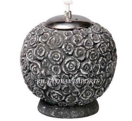 CEMENT NATURAL ROSE DESIGN OIL LAMP