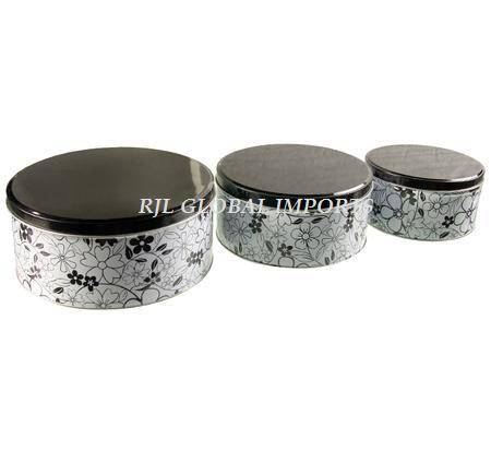 BISCUIT TINS SET-OF-3 ROUND