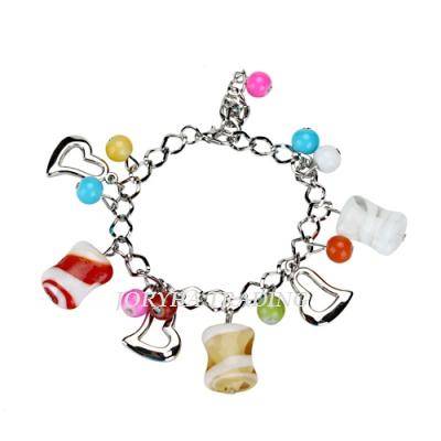 FULL OF COLOUR! MURANO GLASS HEART CHARM BRACELET