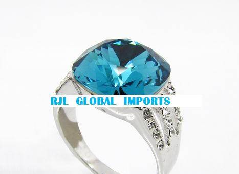 "NEW! GLAMOUR GIRL RANGE" - Aquamarine Crystal Ring in Size 6, 7 & 8 Only
