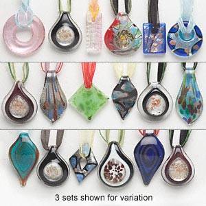 3 x Murano Glass Pendant Necklaces