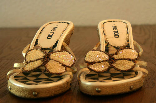 Sequin wedge sandals size 7