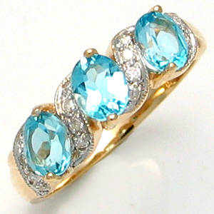 **R3,300.00** 1.5CT BLUE TOPAZ & DIAMOND 9CT SOLID YELLOW GOLD RING
