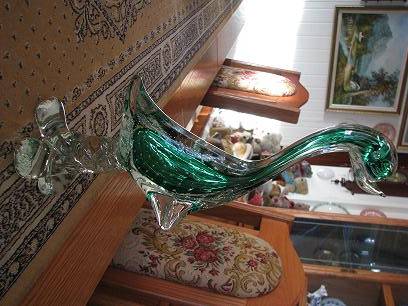 MURANO GREEN SWAN  WITH ORIGINAL LABEL