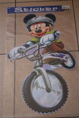 Mickey Mouse on Bike wall sticker, Ideal for party decor +-85cm