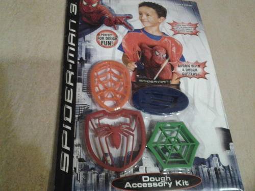 Spiderman dough accessory kit, apron and cutters, can also be used for fondant or cookies