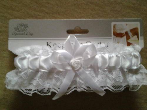 Wedding lacy belt garter with satin ribbon