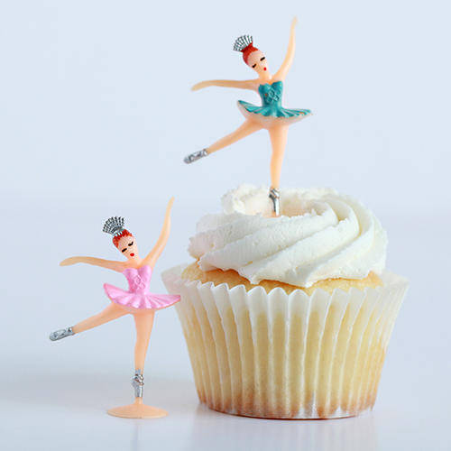 Plastic Ballerina figurine, NB silver dress perfect to use as cake topper, 6cm