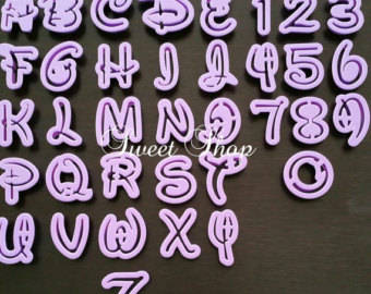 Disney font numeric And Alphabet  Fondant  Cutter plastic