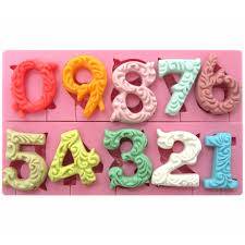 Silicone mould fondant / sugarpaste numeric numbers with stick hole mould