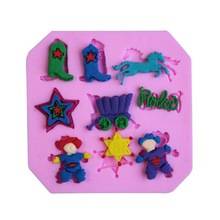 Silicone fondant / sugarpaste mould, Cowboy theme mould size 8.5x8.5cm