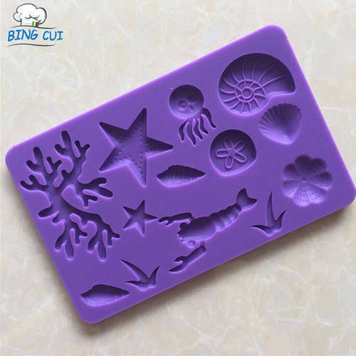 Silicone fondant / sugarpaste mould under the sea/ shells, size of mould 19.5x12.5cm