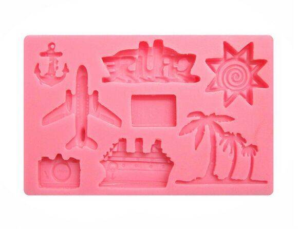 Holiday Travel silicone mould, for choclate or fondant, size of mould 10x6.5cm
